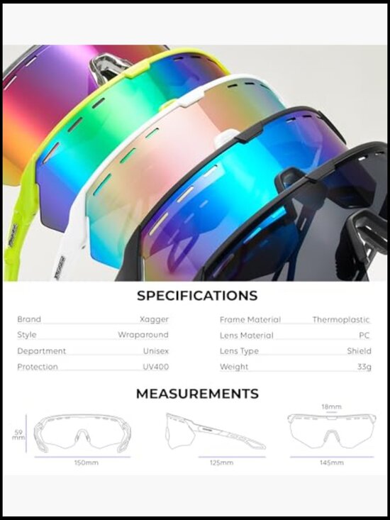 Athletic Wrap Around Sunglasses UV400 Protection TR90 Frame Cycling Running main image 5